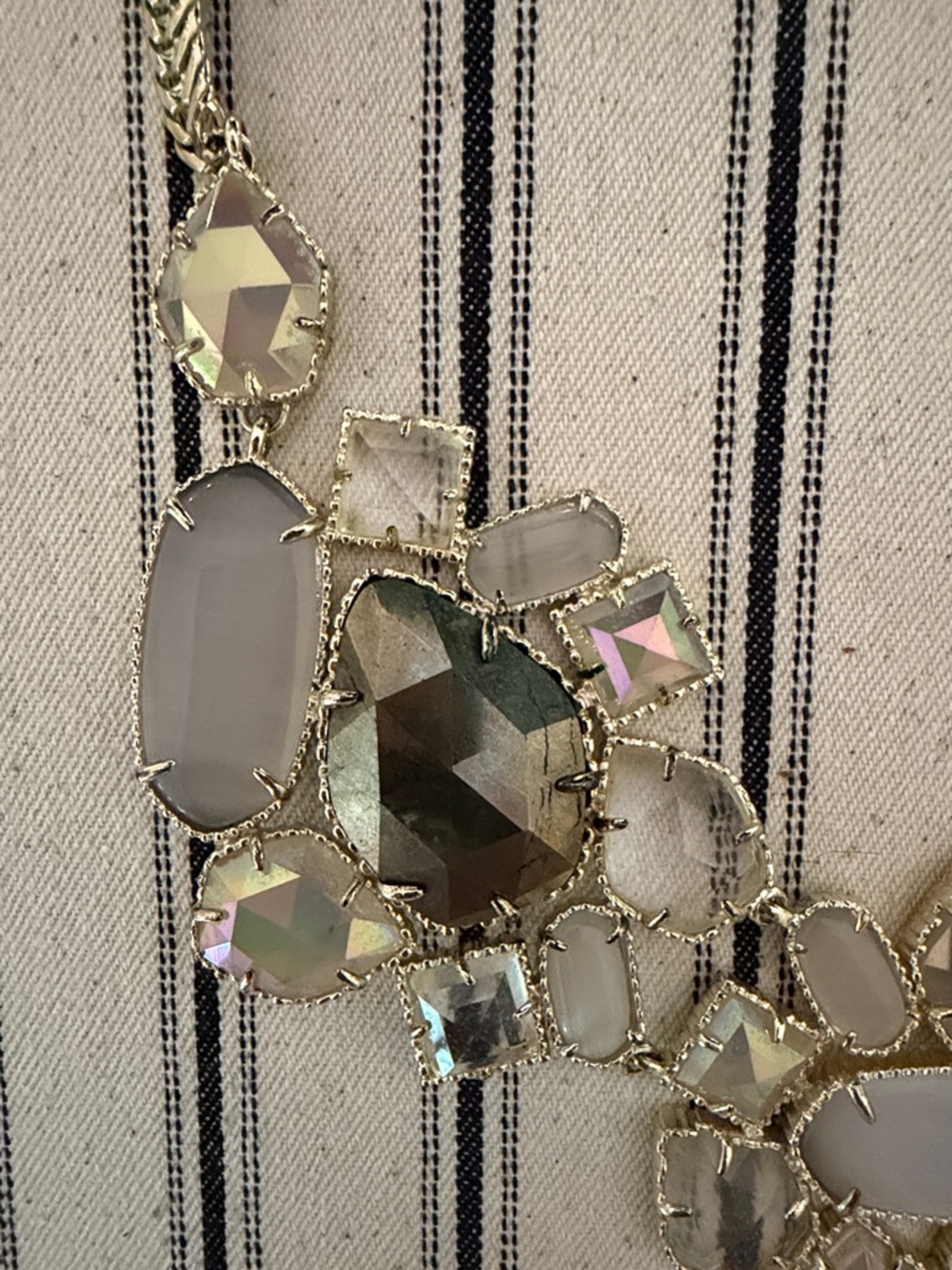 Kendra Scott Melissa Bib Necklace with Gray and Opalescent Stones, showstopper! - Picture 5 of 5